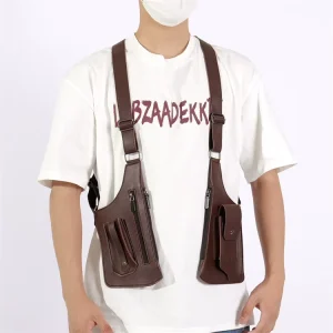 Lightweight Men’s Vintage Underarm Bag Puleather Waterproof Shoulder Bag Outdoor Phone Bag with Crossbody Strap