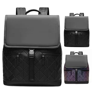 Lingge Men’s Denim Backpack College Student Schoolbag Travel Work Computer Bag Polyester Large Capacity