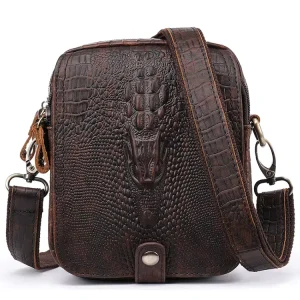 Logo Engraved Genuine Leather Men’s Vintage Style Business Travel Shoulder Messenger Bag All Seasons