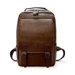 Low Tariff Southeast Asia Made #PA0501 Custom Your Brand Vegan PU Male Leather Travel Backpack Men’s Laptop Backpack