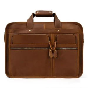 Luufan Men Cow Leather Business Bag OEM Custom Men’s Work Tote Travel Bags Mens Genuine Leather Briefcase for 17″ Laptop