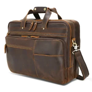Luufan Vintage Stylish Large Capacity Men PU Leather Handbag Shoulder Bag Luxury Laptop Bag Men’s Genuine Leather Briefcase