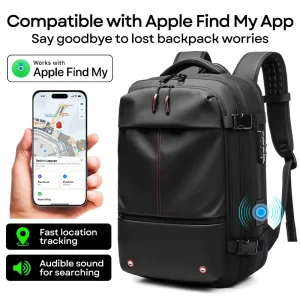 Luxury 17″ Laptop Business Bag Compatible with Apple Find My Multi Pocket Massage Shoulder Strap Built in Battery Men’s Backpack