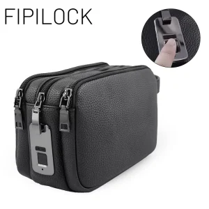 Luxury Anti Theft PU Leather Men’s Clutch Bag Intelligent Fingerprint Lock Bag Men’s Handbags Sacoche Homme
