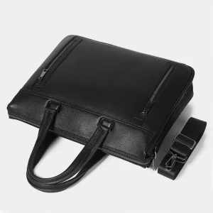 Luxury Brand Design Vegan Leather Business Hand Bag Men’s Single Shoulder Strap Laptop Briefcase with Luggage Handle Holder