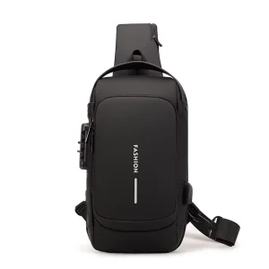 Luxury Business Men’s Multifunction Anti theft USB Shoulder Bag Smell Proof Crossbody Custom Design Sling Chest Bag