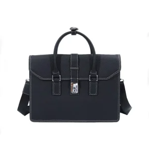 Luxury Cow Leather Business Men’s Briefcase Casual Trendy Laptop Briefcase Genuine Leather Bag for Work