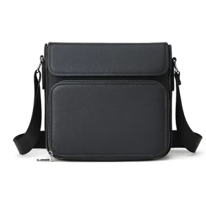 Luxury Designer Genuine Leather Fashion Trendy Men’s Messenger Bags With Embroidery Logo Strap and Shoulder Bags for Men