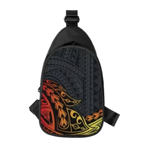 Luxury Designer Men’s Crossbody Shoulder Chest Bag Polynesian Tribal Style Polyester Zipper Closure Customizable