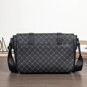 Luxury Designer Men’s Small Messenger Bag Zipper Closure Polyester Lining PU Leather Custom Print Fashion Shoulder Bag