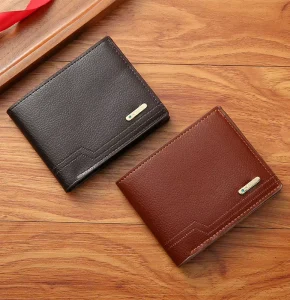 Luxury Designer Slim PU Leather Men’s Multi-Card Card Holder Wallet Custom Bag Manufacturer’s Brand Button Portable Short Purses
