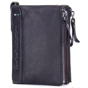 Luxury Fashion Genuine Leather Passport Anti-Theft RFID Multi Functional Buckle Wallet Bag Men and Women