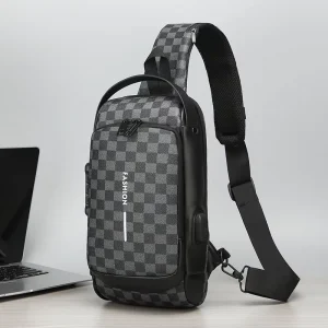 Luxury Fashion PU Single Shoulder Water-Resistant Outdoor Storage Men Crossbody Bag Anti-Theft Password Lock
