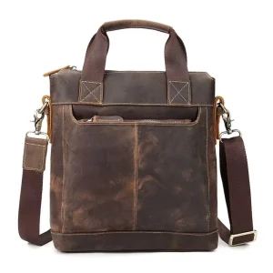 Luxury Genuine Leather Tote Crossbody Handbag for Men and Women Vintage Style Shoulder Bag