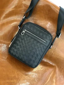 Luxury Hand Woven Waxed Calfskin Messenger Bag Men Top Grain Imported Leather Crossbody Shoulder Bag Business Travel Sling Bag