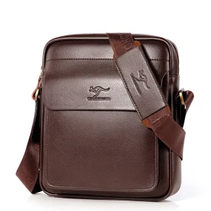 Luxury High Quality Waterproof Brown Leather Small Men Daily Work Business Shoulder Bag Office Male Messenger Bag for Work
