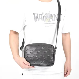 Luxury Large Men’s Messenger Bag Leather Crossbody Bag With Embossed Logo