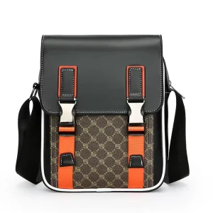 Luxury Men Leather Casual Plaid Shoulder Crossbody Bag Fashionable Flip Cover Square Small Men’s Messenger Bag