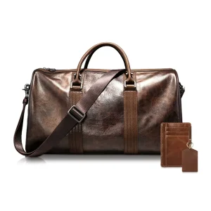 Luxury Men’s Genuine Leather Duffel Bag Lightweight Organiser for Outdoor Travel and Weekends High Quality