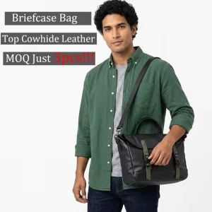 Luxury Men’s Messenger Bag High Quality Casual Top Cowhide Leather Waterproof Shoulder Handbag Customizable Zipper Closure