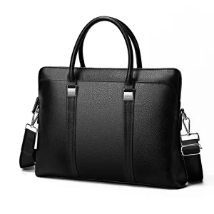 Luxury Men’s Real Cowhide Leather Bag Laptop Briefcase Business Leather Crossbody Bag