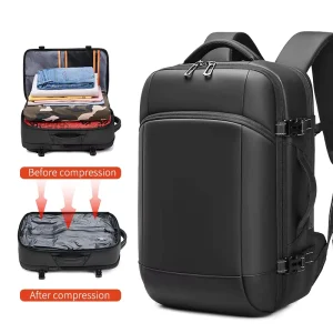 Luxury Trend Vacuum Compression 16 Inch Laptop Bag Side Pocket Waterproof Luggage Strap Massage Straps Men’s Backpack