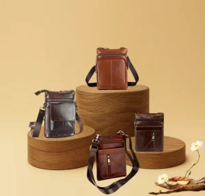 M15 Portable Fashion Male Messenger Mobile Phone Bag Soft Causal Retro Genuine Leather Mini Crossbody Bag for Men