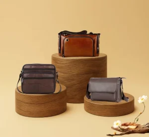 M18 OEM ODM Custom Logo Fashion Casual Black Large Capacity Genuine Leather Mens Crossbody Shoulder Bag Messenger Bags New
