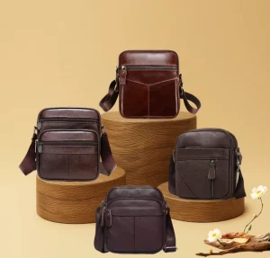 M22 Black Cowhide Large Capacity Multi-layer Business Casual Shoulder Bag Crossbody Portable Men’s Bag Vintage Casual Design