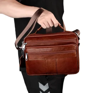 M6 Men’s Messenger Bag Top Handle Handbag Shoulder Side Bag Genuine Leather Crossbody Bags for Men