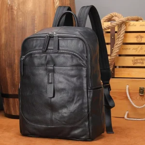 MARRANT Leather Men’s Backpack Large Capacity Waterproof Travel Backpack Laptop Bag Genuine Leather Backpack for Men