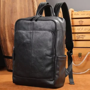 MARRANT Men Leather Travel Backpack Large Capacity Leather Laptop Backpacks Genuine Leather Backpack for Men