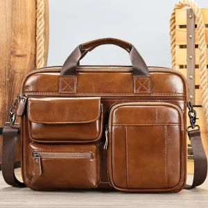 MARRANT Men’s Leather Messenger Bag Business Briefcase Computer Handbag Genuine Leather Laptop Briefcase Leather Briefcase Men