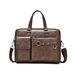 MELI Men’s Business Briefcase Computer Bag PU Polyester 14 Inch Business Commuting Horizontal Single Shoulder Crossbody Fashion