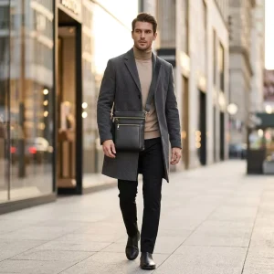 MELI Men’s PU Leather Messenger Shoulder Crossbody Bag with Adjustable Strap Leisure Travel Style Burden Reduction Stowable