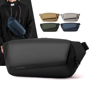 MKW7389 Large Capacity Men’s Waterproof Nylon Sports Chest Bag Casual Travel Shoulder Bag Multi Pocket Crossbody Bag for Cycling
