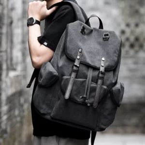 MOYYI Anti theft Canvas Laptop Bag for Men Travel Backpack Outdoor Canvas Men’s Backpack