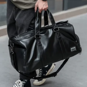 MOYYI Large Capacity Men PU Leather Duffle Bags for Men Weekend Travel Bags