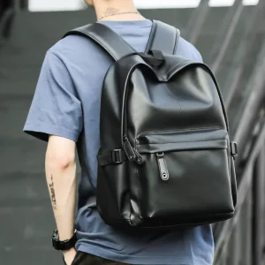 MOYYI PU Leather Backpack Bags for Men Travel Backpack PU Leather Laptop Backpack