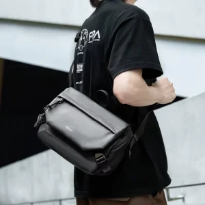 MOYYI Summer Fashion PVC Leather Crossbody Men’s Messenger Shoulder Bag Business Waterproof Chest Bag Lightweight Hiking Sport