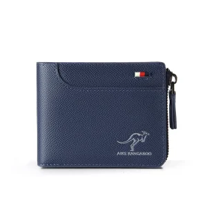 Male RFID PU Leather Zipper Anti Theft Coin Bag Wallet