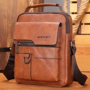 Man Fashion Shoulder Sling Bag Waterproof PU Leather Business Casual Crossbody Bags Men Satchel Messenger Bag