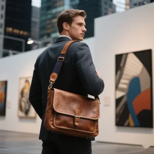 Manufacturer Custom Classic Retro Style Genuine Cowhide Leather Men’s Satchel Messenger Bag