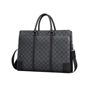Manufacturer Genuine Leather Business Briefcase Custom Full Monogram Pattern Laptop Bag for Men