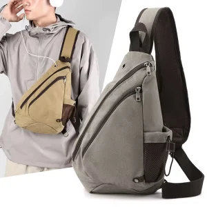 Manufacturer’s Vintage Canvas Bag Men Large capacity Waterdrop Chest Bag Stylish Versatile Single shoulder Crossbody Bag