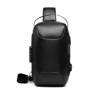 Marksman Fashion Men’s Bags Custom Waterproof Anti Theft Nylon Chest Bag With USB Charging Port Chest Shoulder Bag