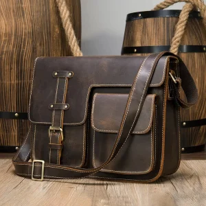Marrant Designer Crazy Horse Genuine Leather Men’s Shoulder Bag Cross Body Bags for Men Leather Men’s Messenger Bag