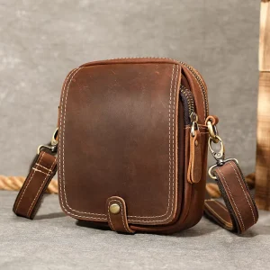 Marrant Vintage Genuine Crazy Horse Leather Men Small Crossbody Messenger Bag Handmade Leather Side Bag Men Leather Shoulder Bag