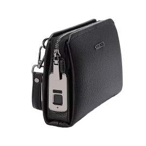 Mass Customized High Quality Retro Men’s Wallet Fingerprint Lock PU Leather Large Space Casual Multi-pocket Business Handbag