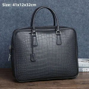 Matte Crocodile Belly Pattern Large Briefcase Large Size Men’s Handbag Computer Document Bag Men’s Bag